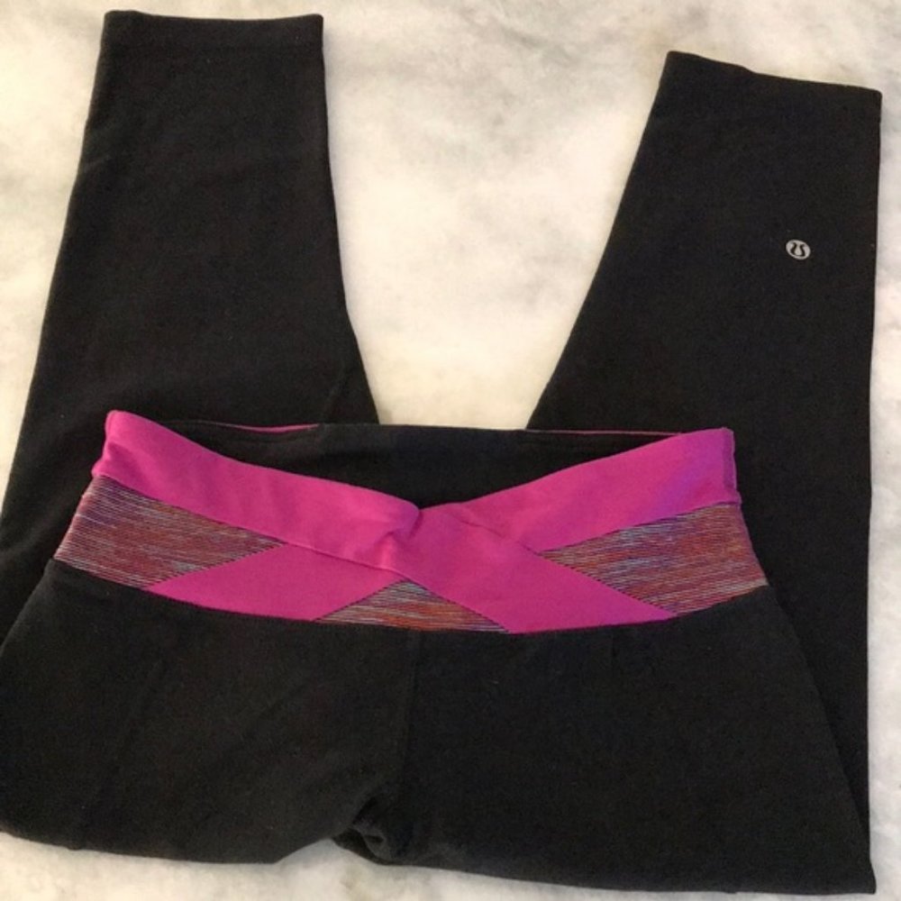 Lululemon Powerhouse Crops 20" Black  Size 4 EUC